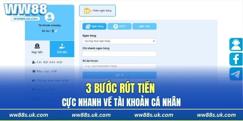 3 bước rút tiền cực nhanh về tài khoản cá nhân