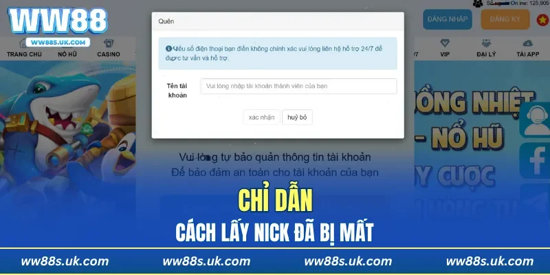 Chỉ dẫn cách lấy nick đã bị mất